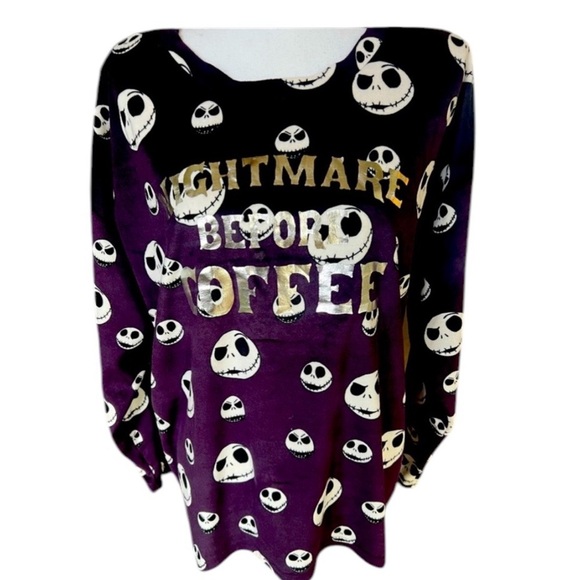 Disney The Burtons Nightmare Before Christmas “Coffee” sleepwear top XL. SOFT - Picture 1 of 11